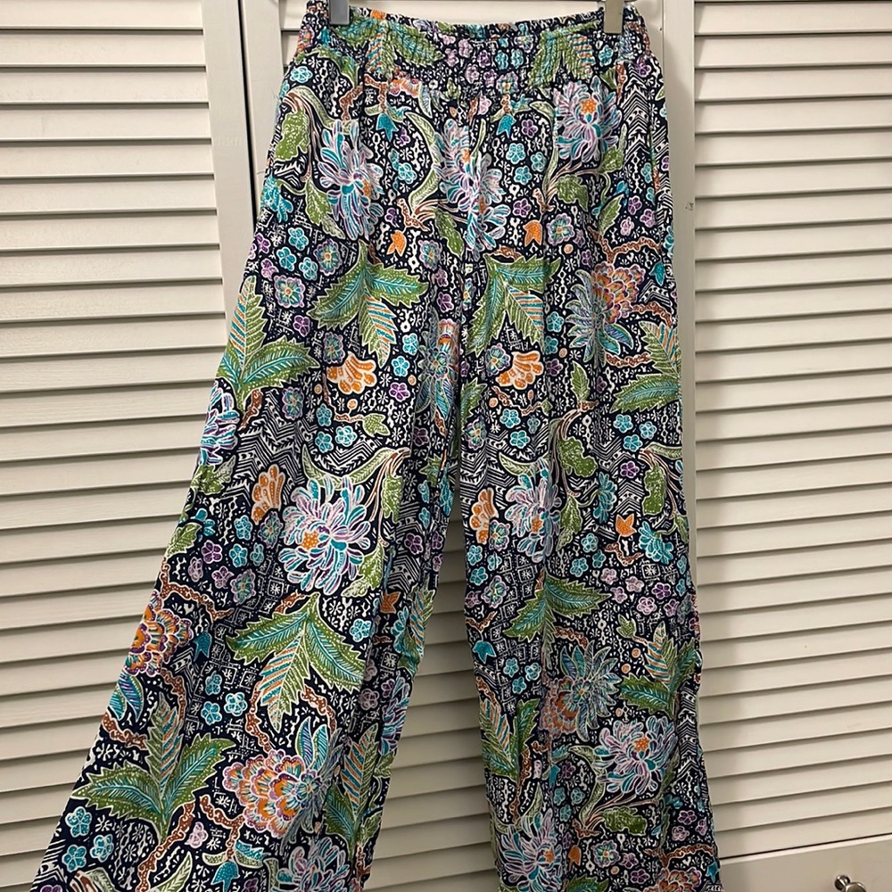 Brand New! Smocked waistband Boho Floral Beach Pant